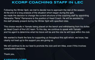 Karmine Corp has made changes to its LEC team's coaching staff