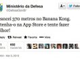 Brazilian ministry of defence tweets Banana Kong score